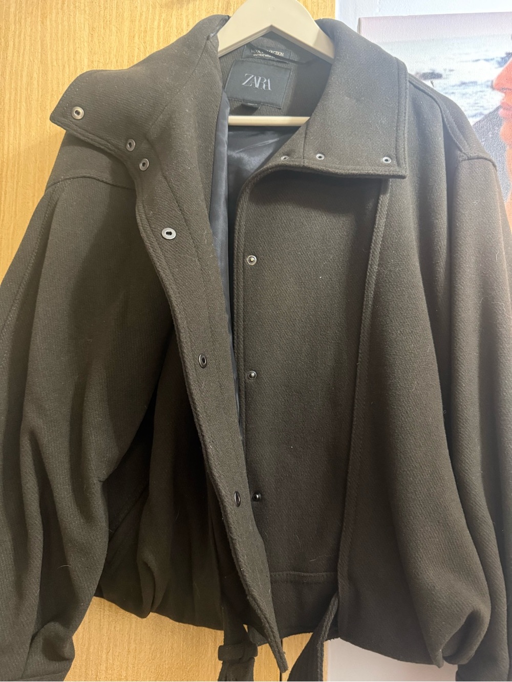 Zara Black Bomber-Style Button Snap Jacket
